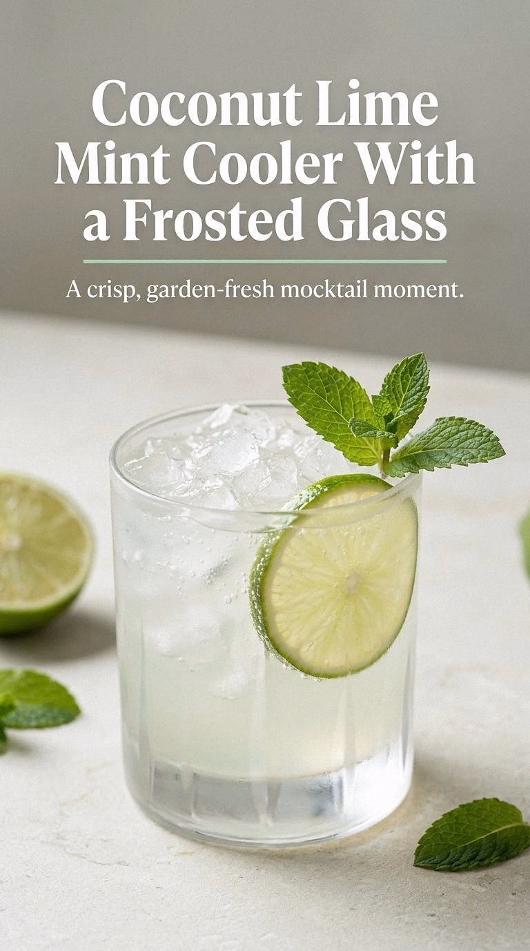 Coconut Lime Mint Cooler With a Frosted Glass