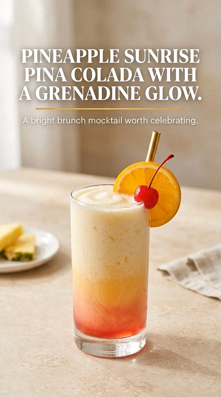 Pineapple Sunrise Pina Colada With A Grenadine Glow