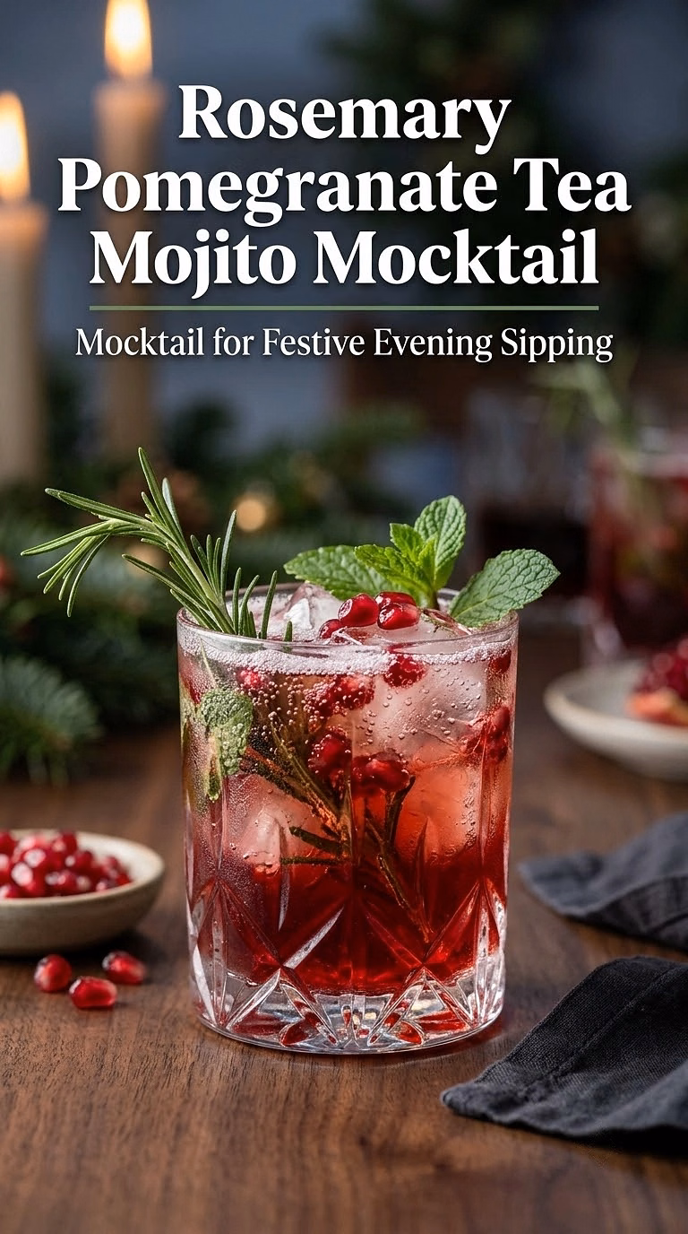 Rosemary Pomegranate Tea Mojito Mocktail