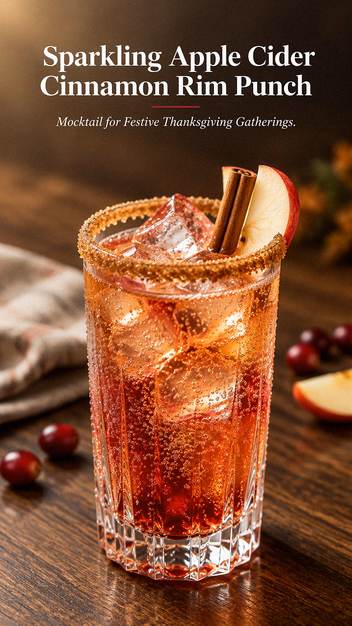 Sparkling Apple Cider Cinnamon Rim Punch