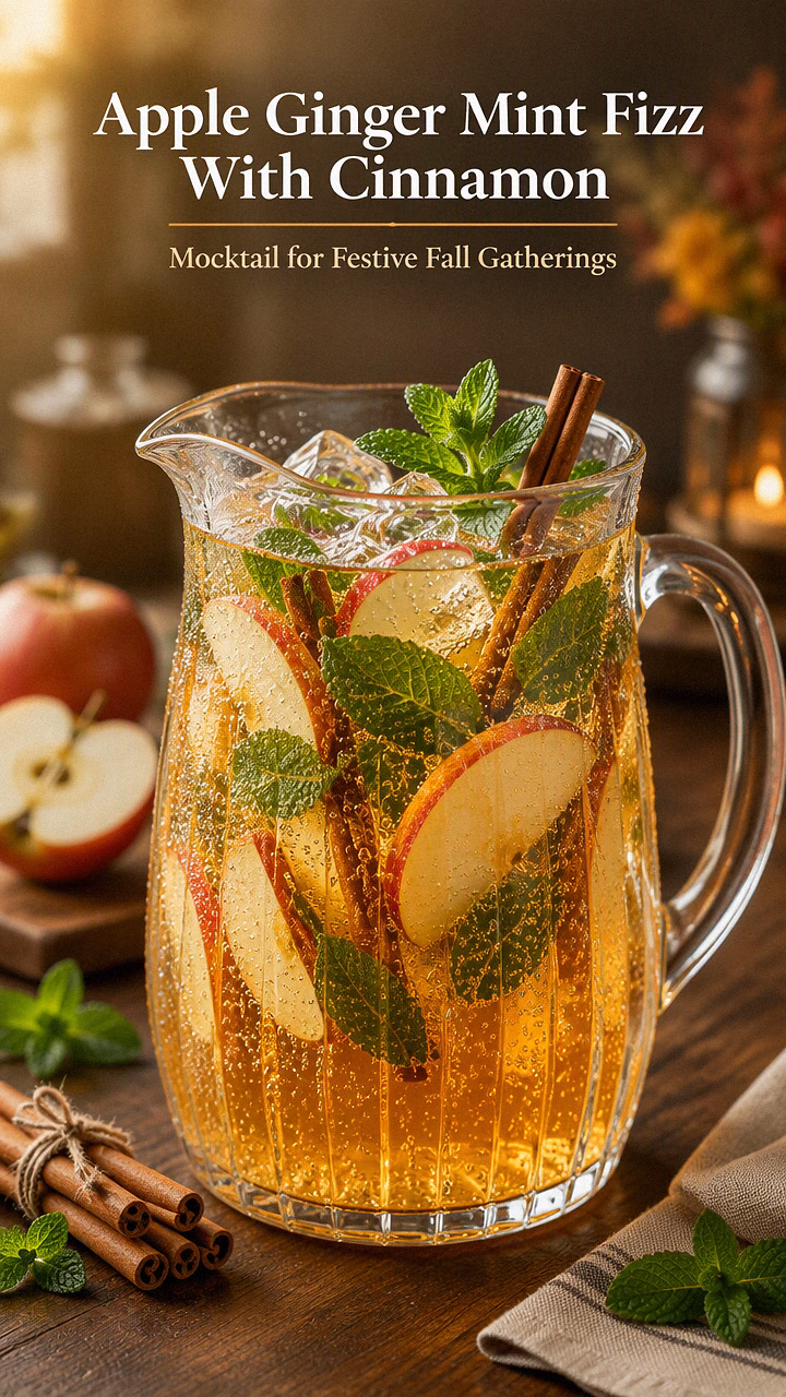 Apple Ginger Mint Fizz With Cinnamon