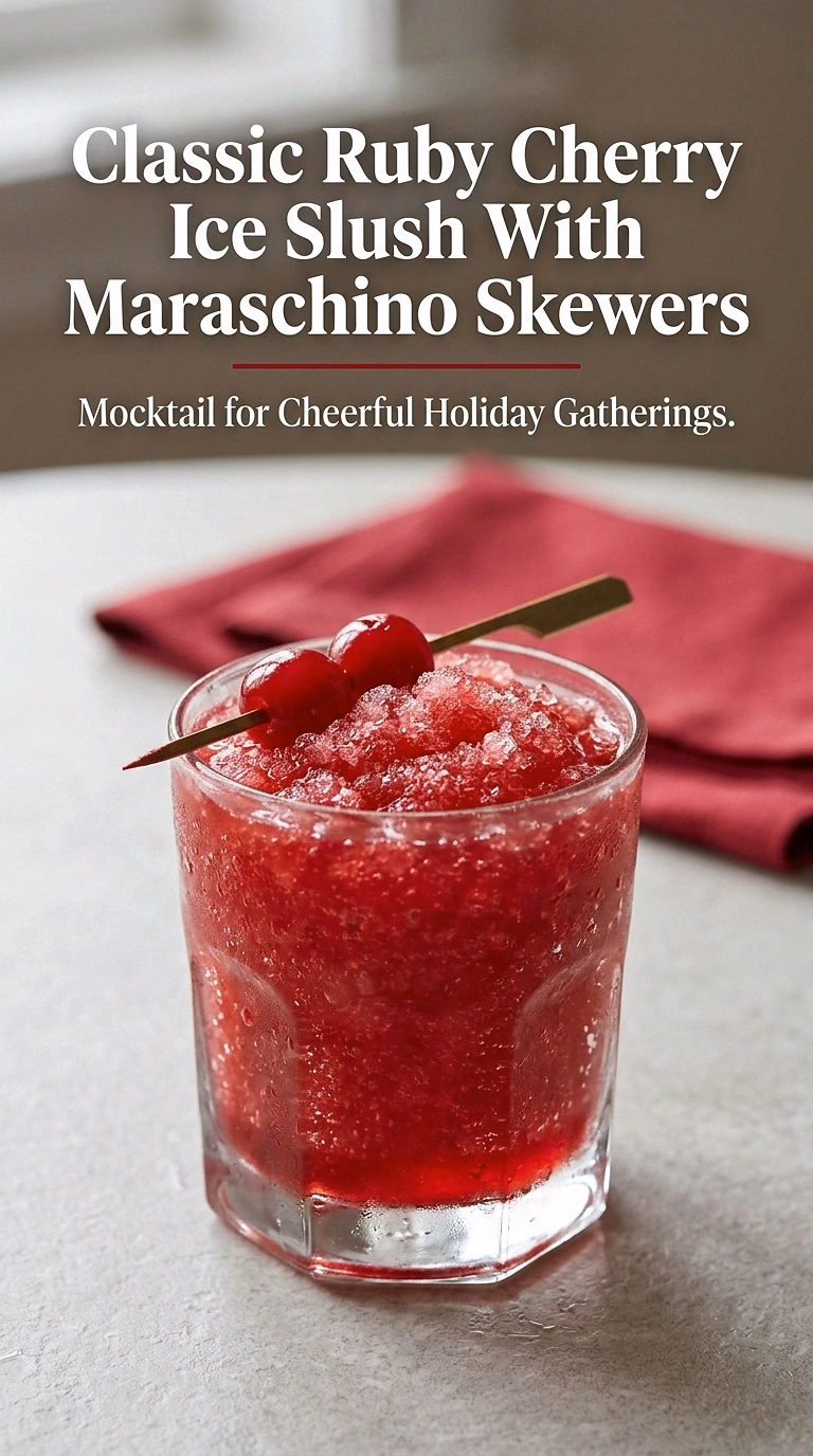 Classic Ruby Cherry Ice Slush With Maraschino Skewers