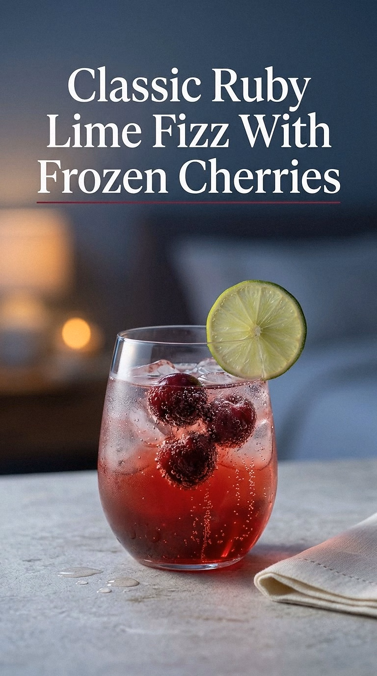 Classic Ruby Lime Fizz With Frozen Cherries