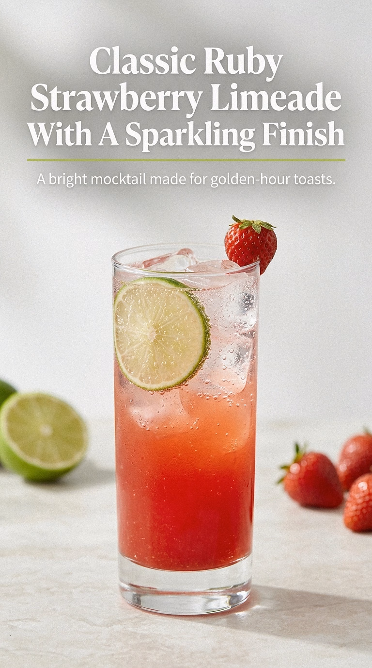 Classic Ruby Strawberry Limeade With A Sparkling Finish