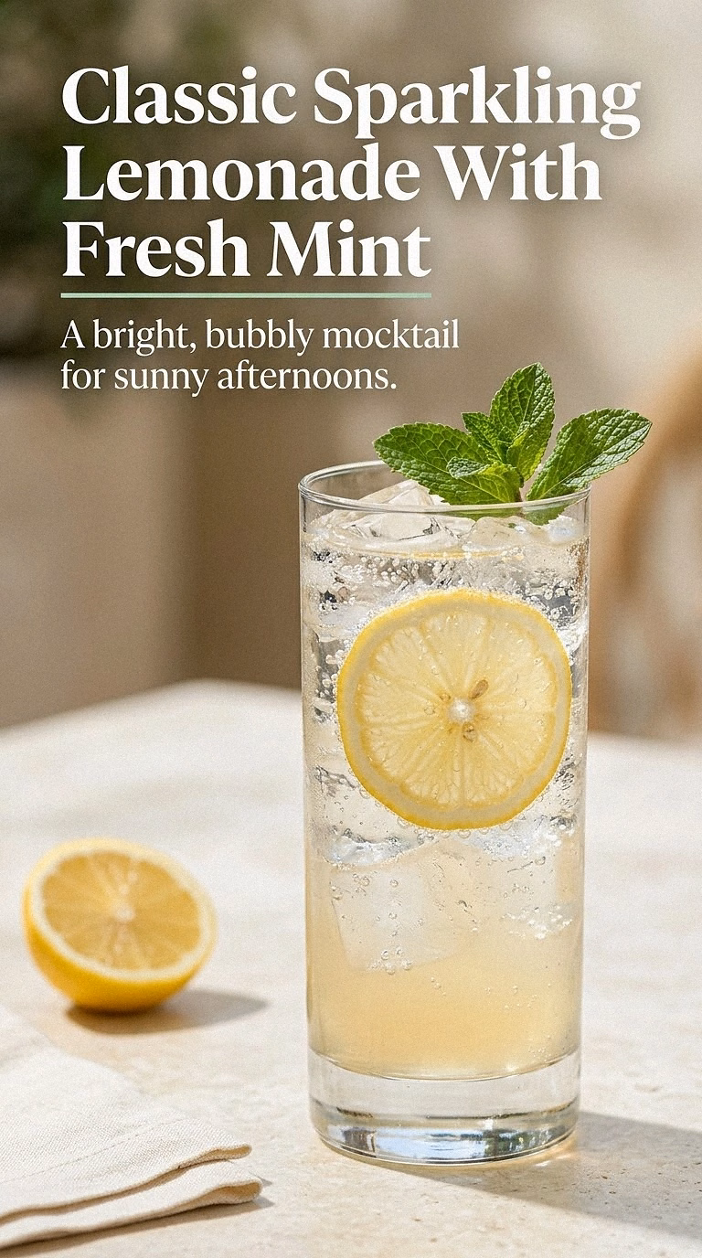Classic Sparkling Lemonade With Fresh Mint