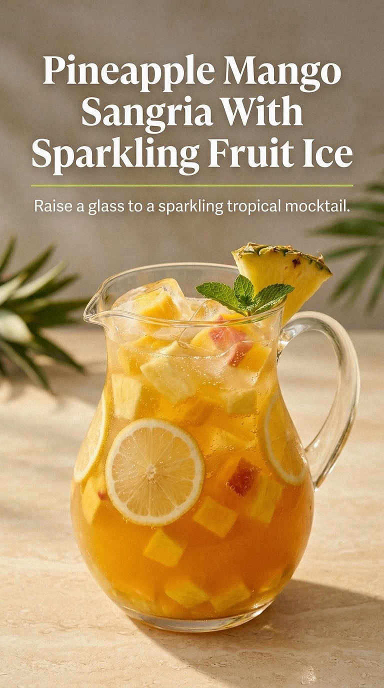 Pineapple Mango Sangria With Sparkling Fruit Ice