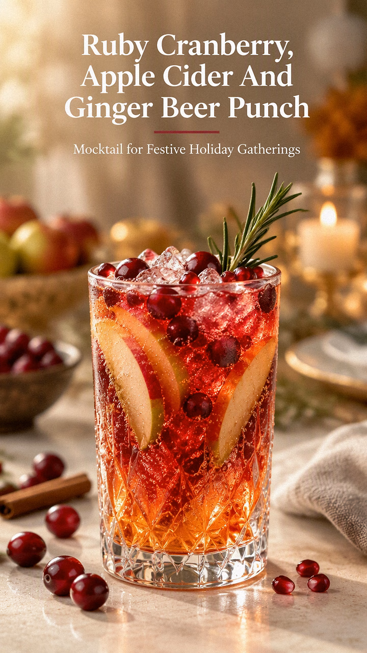 Ruby Cranberry, Apple Cider And Ginger Beer Punch