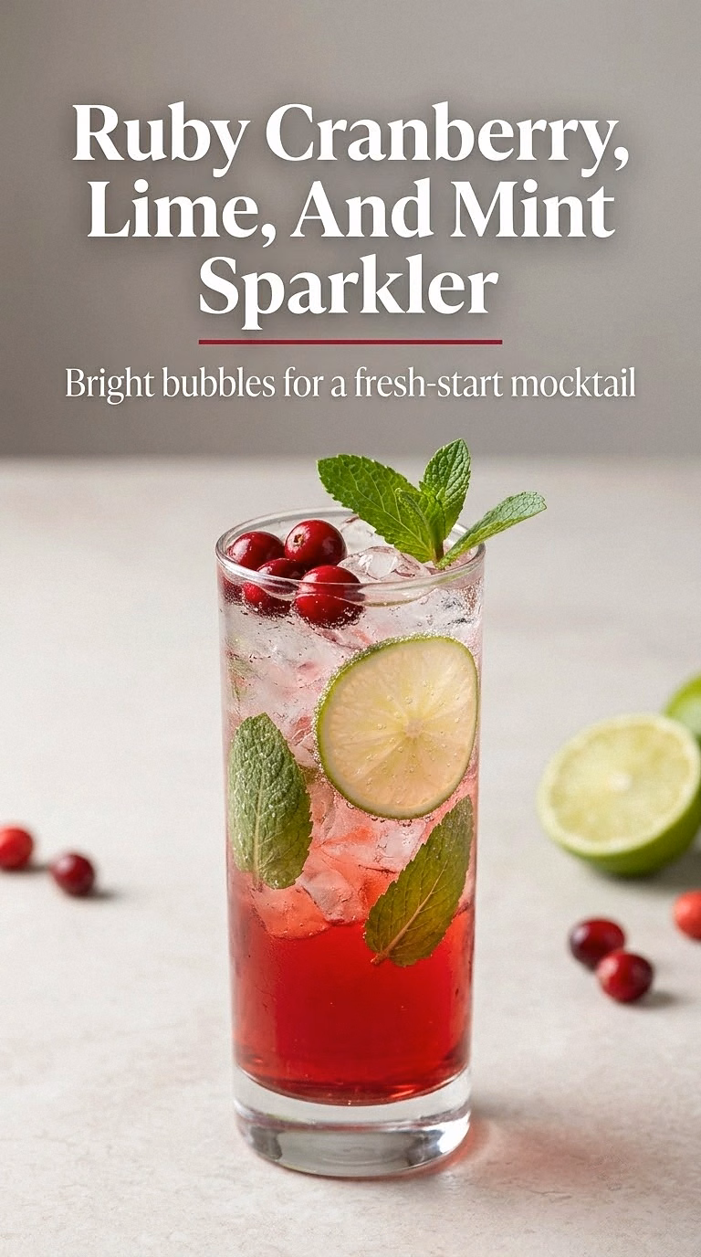 Ruby Cranberry, Lime, And Mint Sparkler