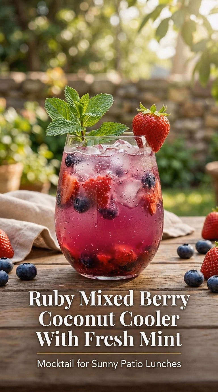 Ruby Mixed Berry Coconut Cooler With Fresh Mint