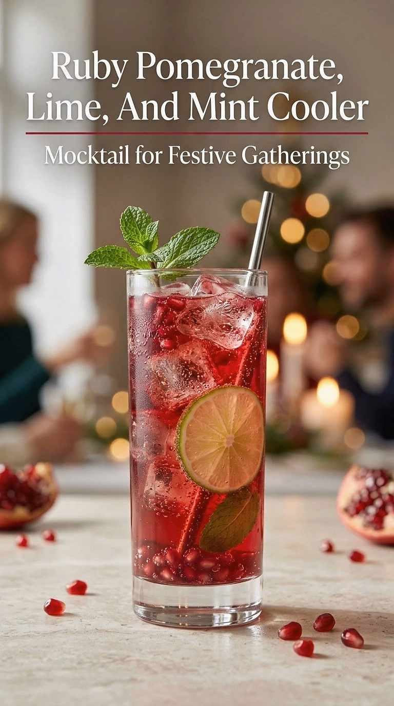 Ruby Pomegranate, Lime, And Mint Cooler
