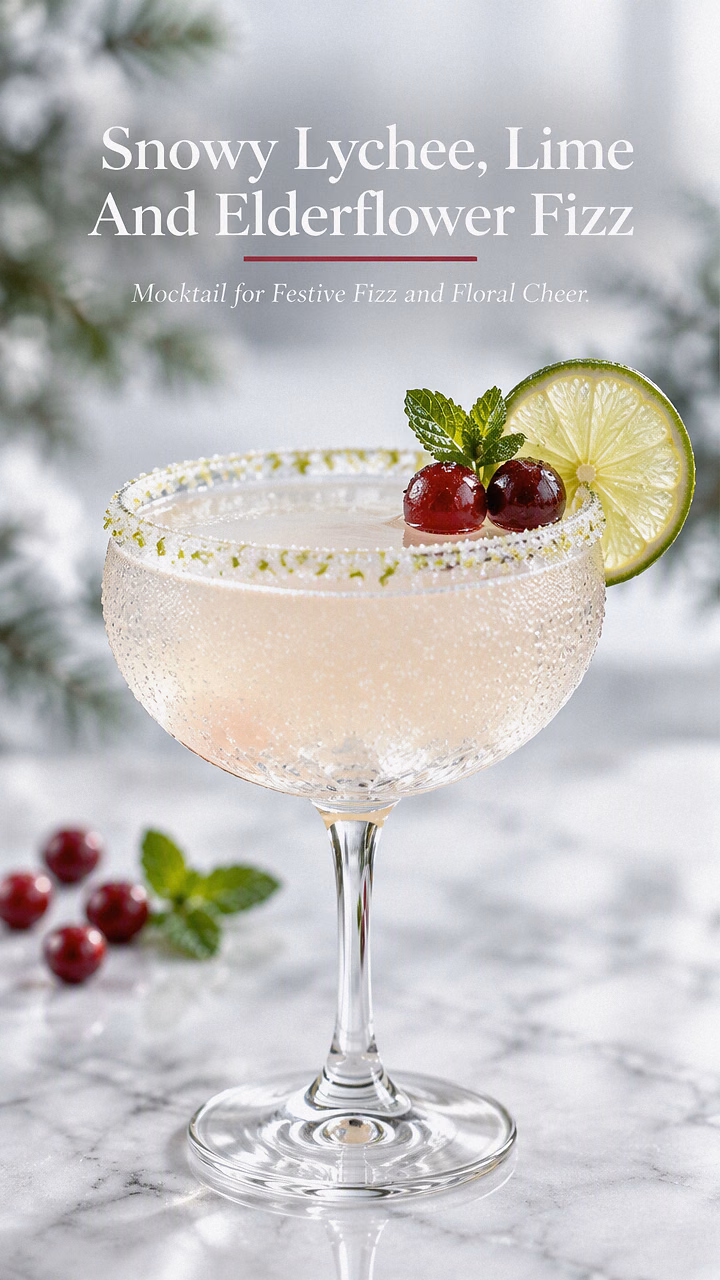 Snowy Lychee, Lime And Elderflower Fizz
