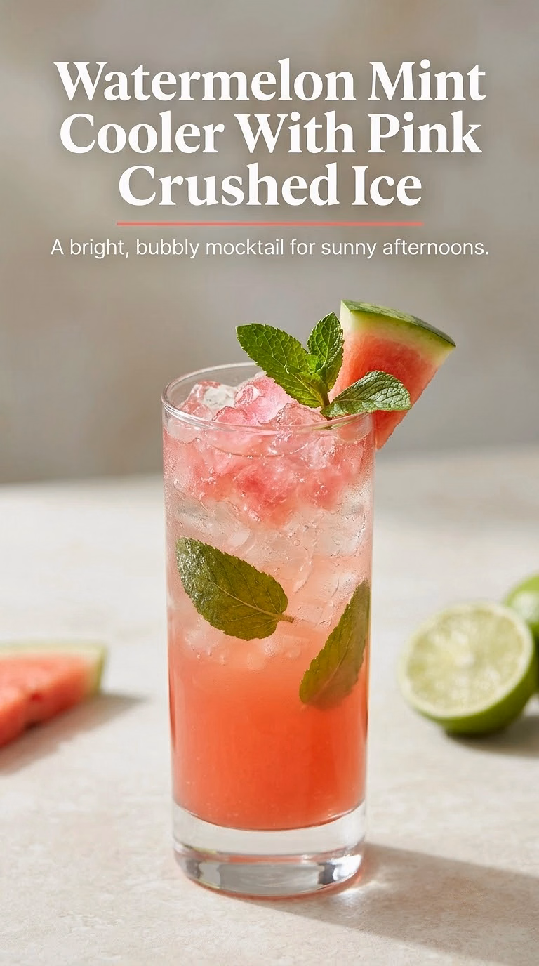 Watermelon Mint Cooler With Pink Crushed Ice