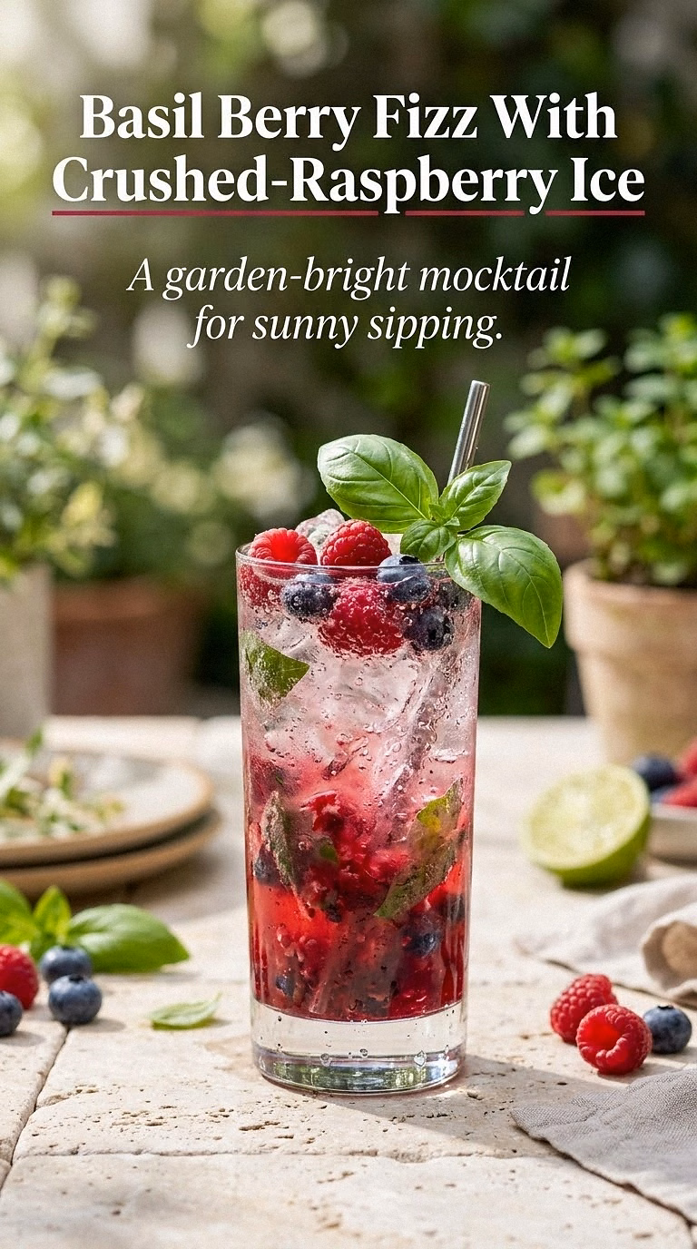 Basil Berry Fizz With Crushed-Raspberry Ice