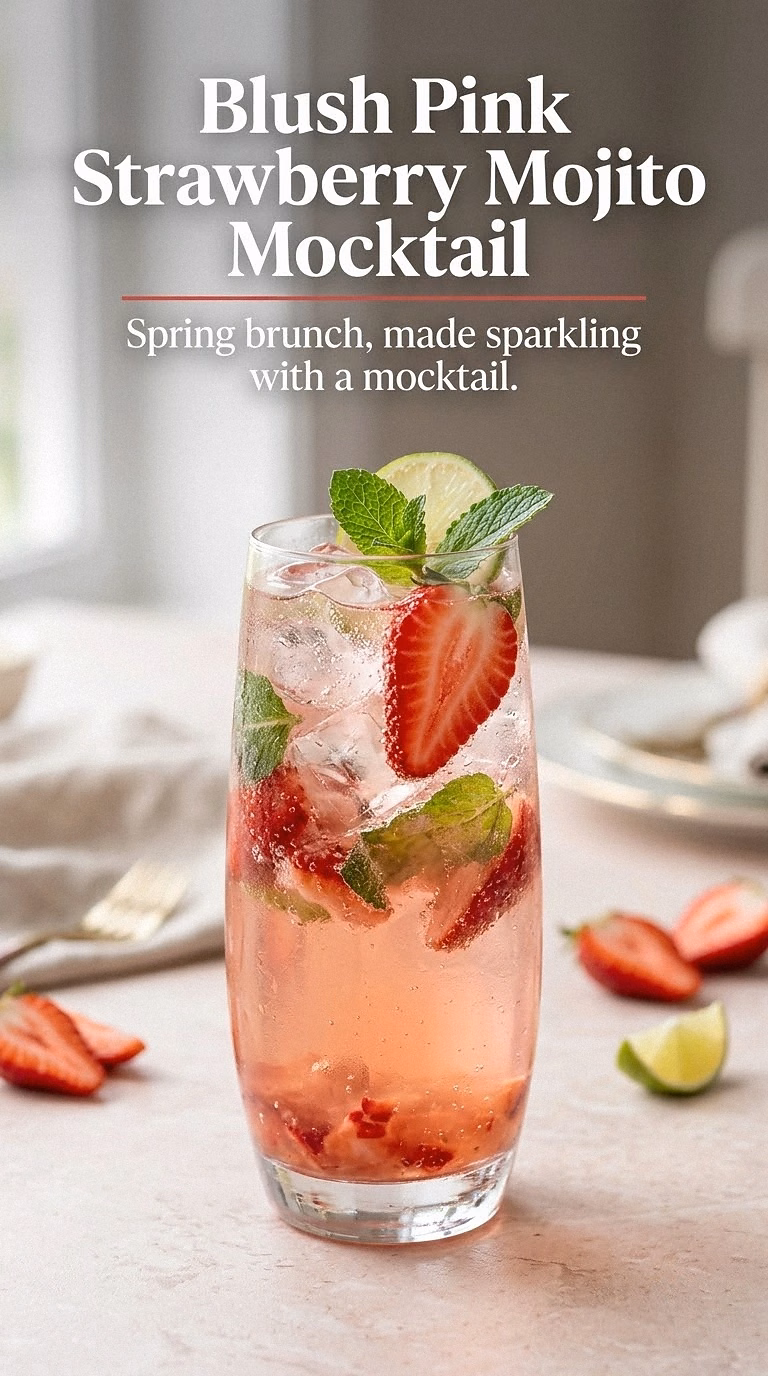 Blush Pink Strawberry Mojito Mocktail