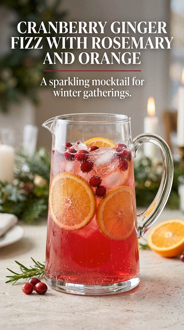 Cranberry Ginger Fizz With Rosemary And Orange
