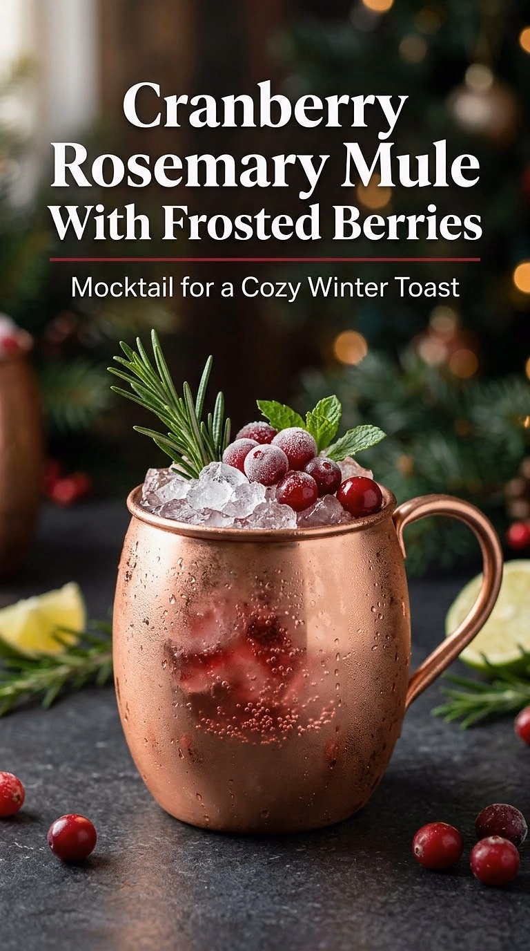 Cranberry Rosemary Mule With Frosted Berries