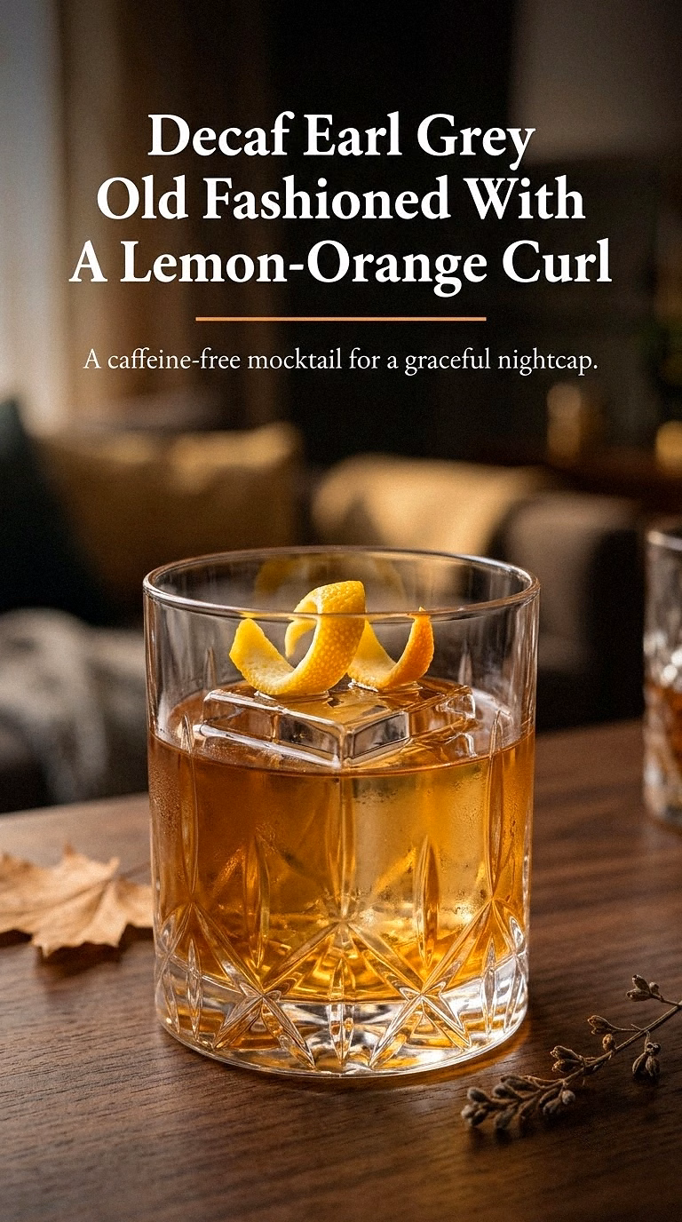 Decaf Earl Grey Old Fashioned With A Lemon-Orange Curl