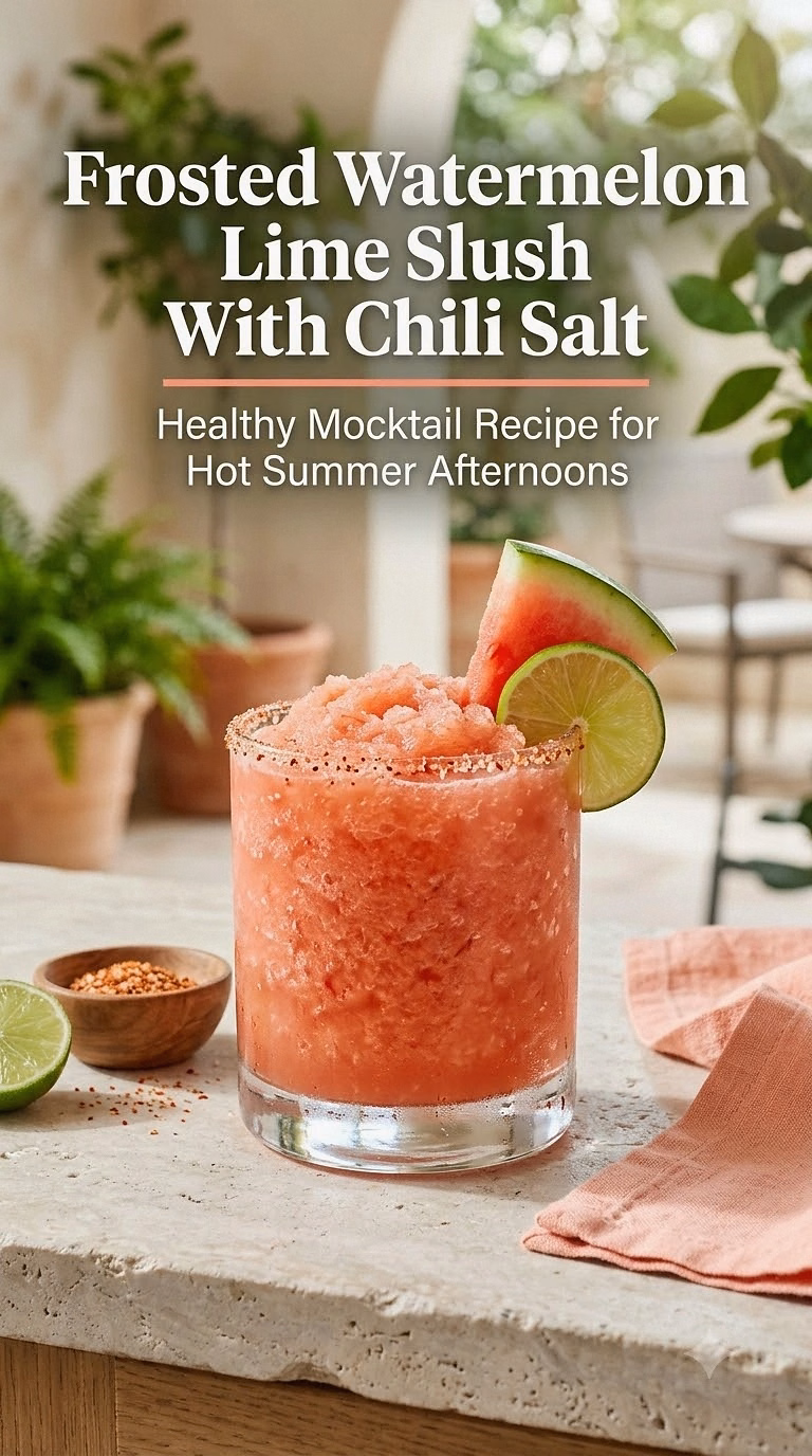 Frosted Watermelon Lime Slush With Chili Salt