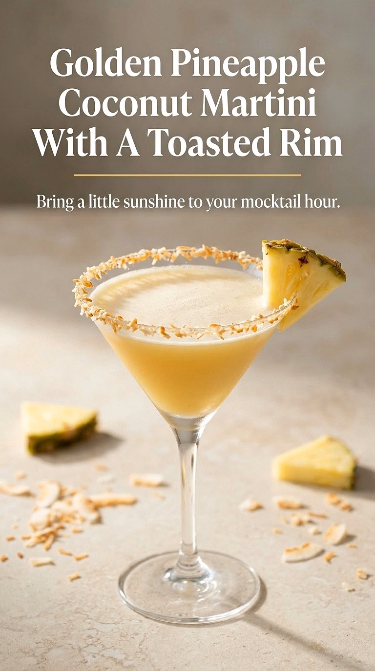 Golden Pineapple Coconut Martini With A Toasted Rim