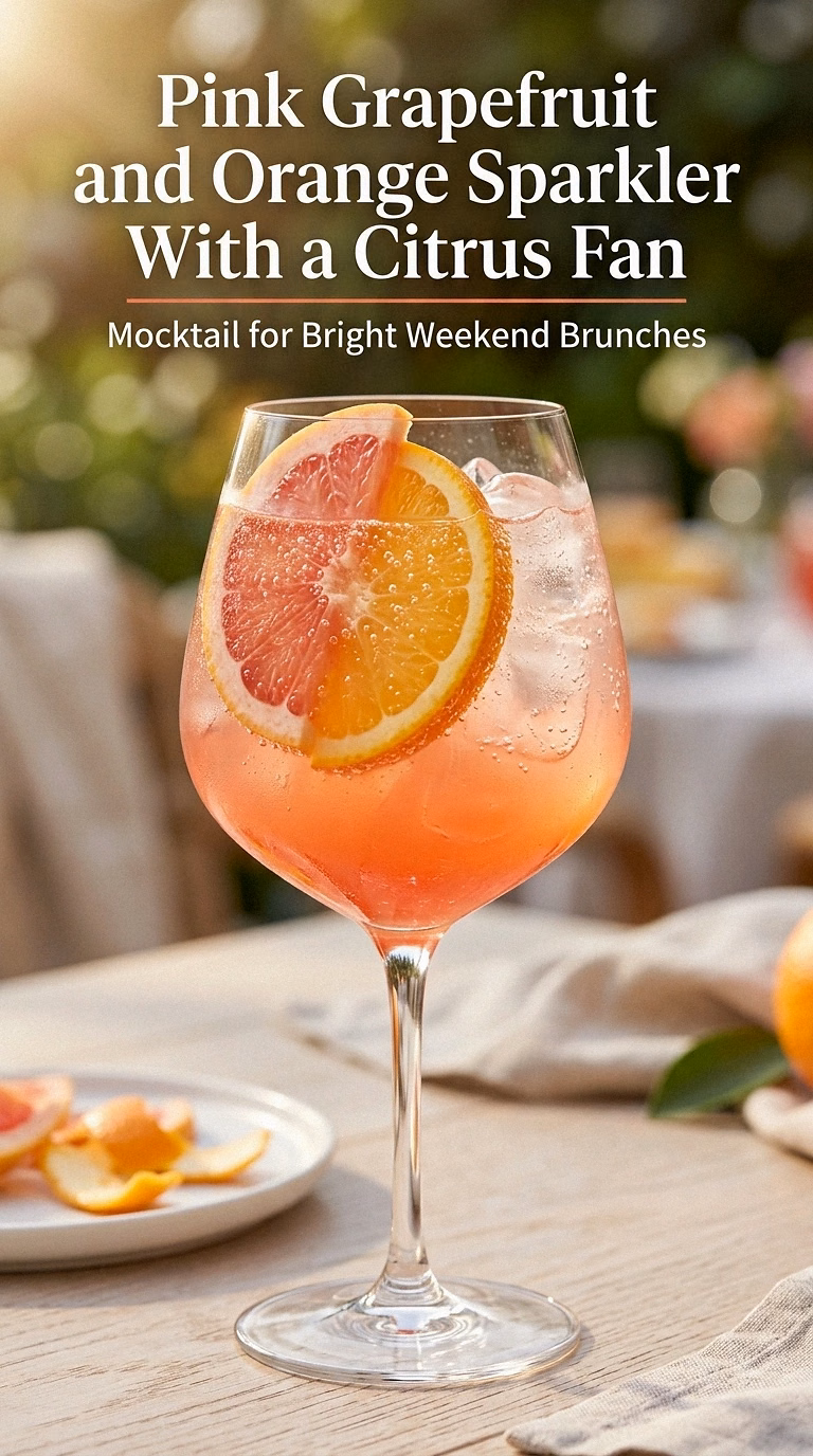 Pink Grapefruit and Orange Sparkler With a Citrus Fan