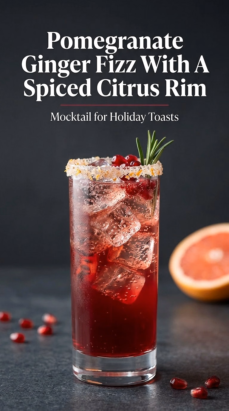 Pomegranate Ginger Fizz With A Spiced Citrus Rim
