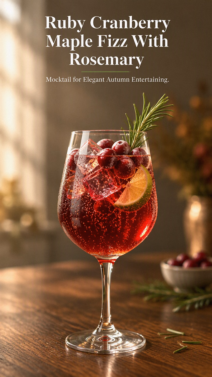 Ruby Cranberry Maple Fizz With Rosemary