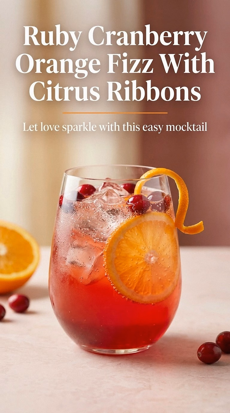 Ruby Cranberry Orange Fizz With Citrus Ribbons