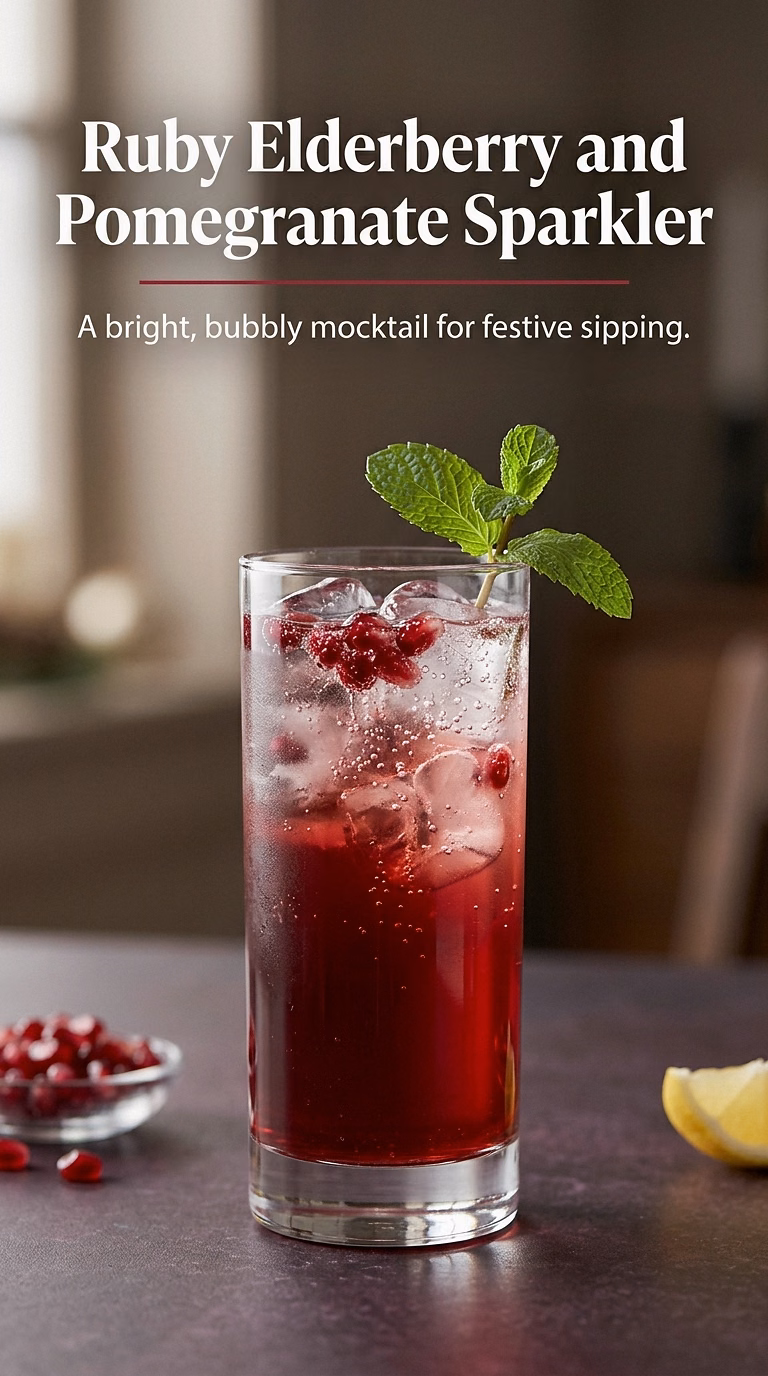 Ruby Elderberry and Pomegranate Sparkler