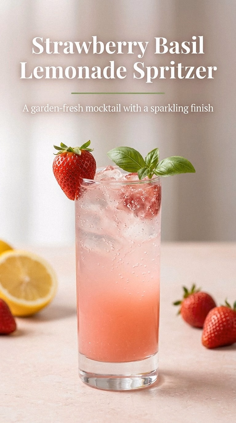 Strawberry Basil Lemonade Spritzer