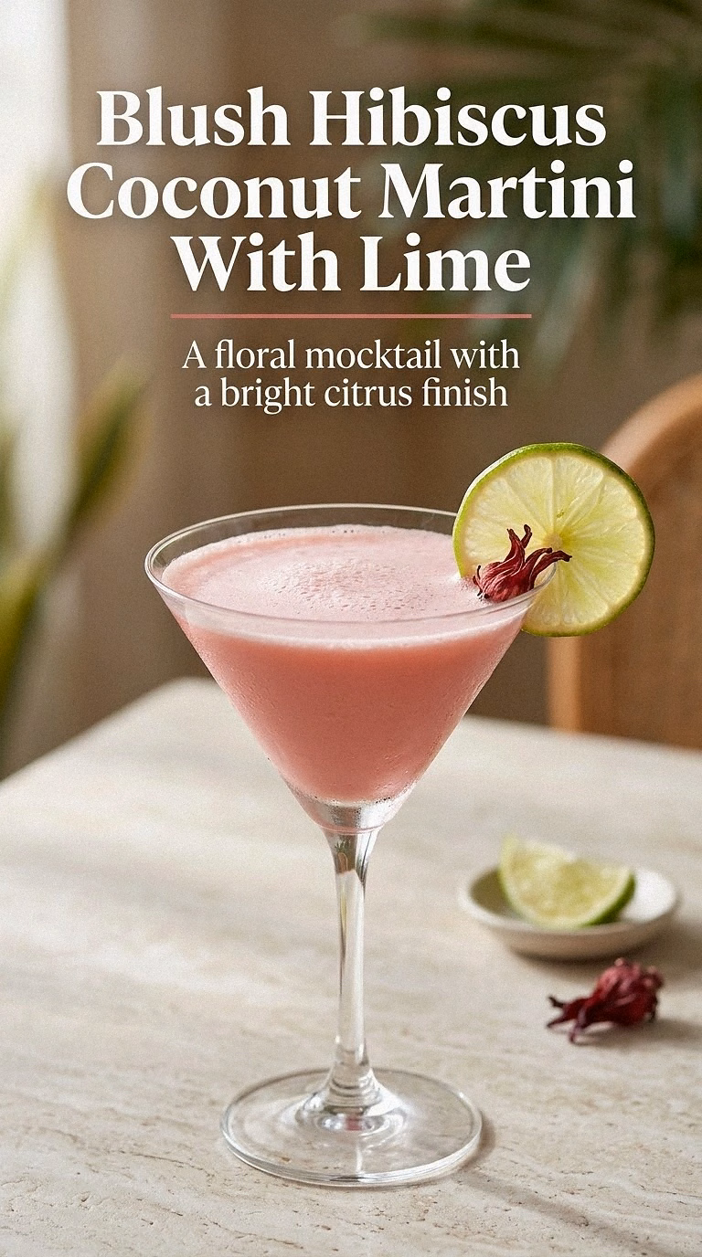 Blush Hibiscus Coconut Martini With Lime