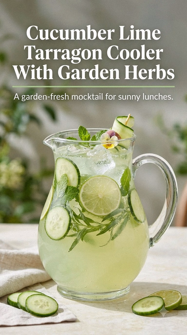 Cucumber Lime Tarragon Cooler With Garden Herbs