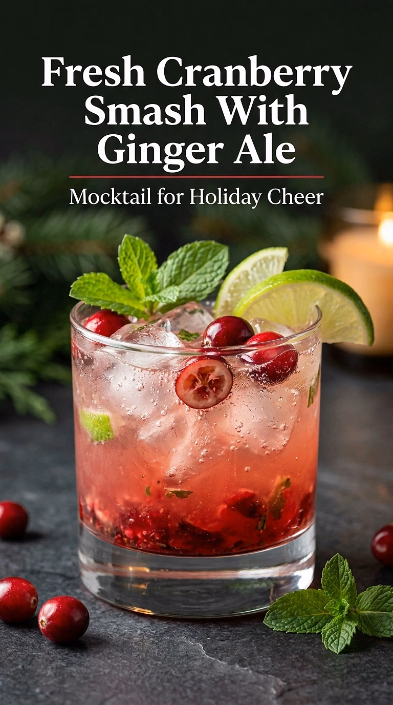Fresh Cranberry Smash With Ginger Ale