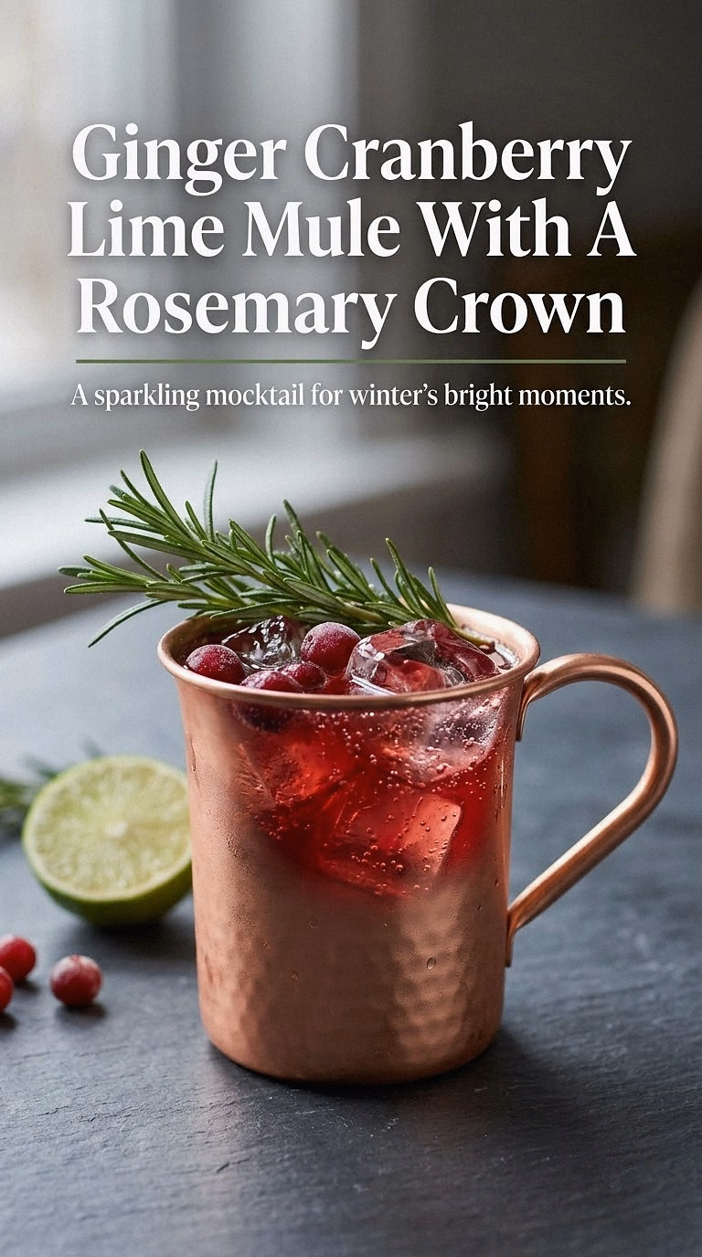 Ginger Cranberry Lime Mule With A Rosemary Crown