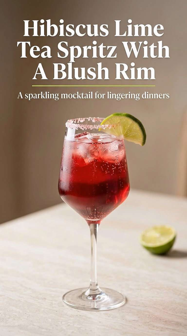 Hibiscus Lime Tea Spritz With A Blush Rim