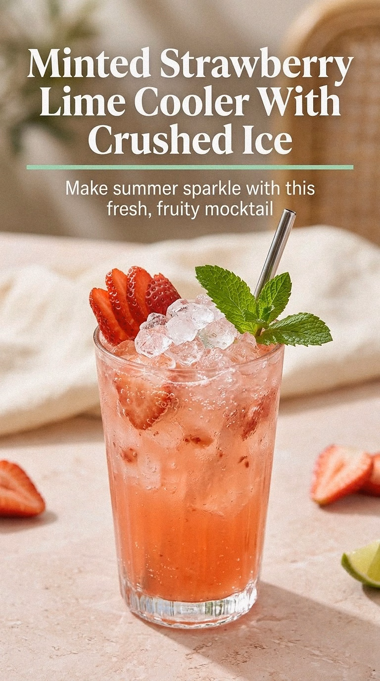 Minted Strawberry Lime Cooler With Crushed Ice