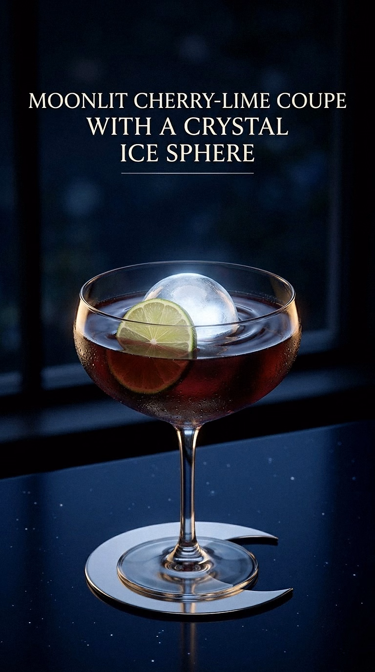 Moonlit Cherry-Lime Coupe With A Crystal Ice Sphere