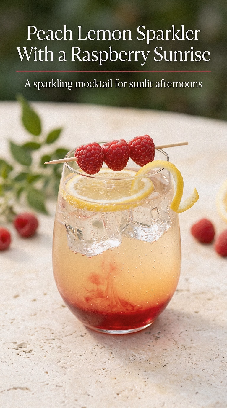 Peach Lemon Sparkler With a Raspberry Sunrise