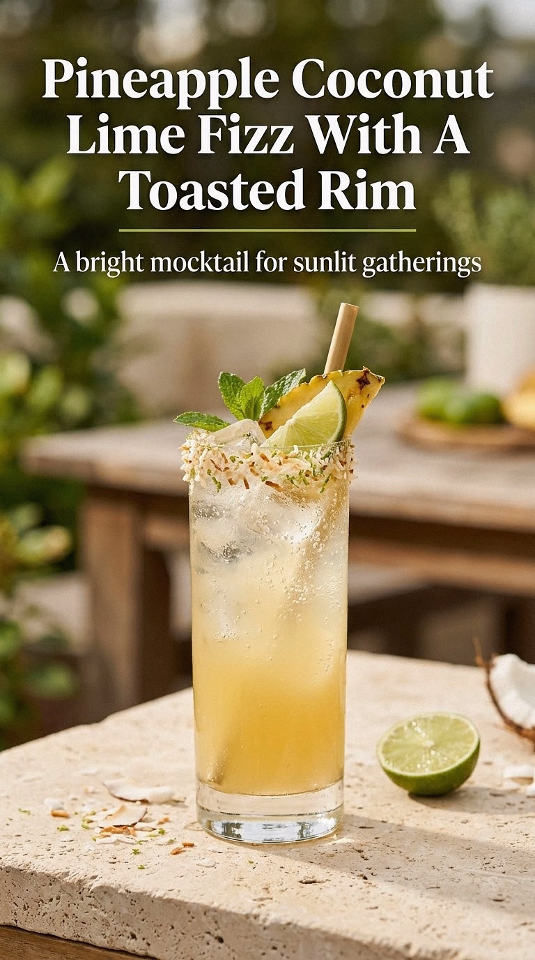 Pineapple Coconut Lime Fizz With A Toasted Rim