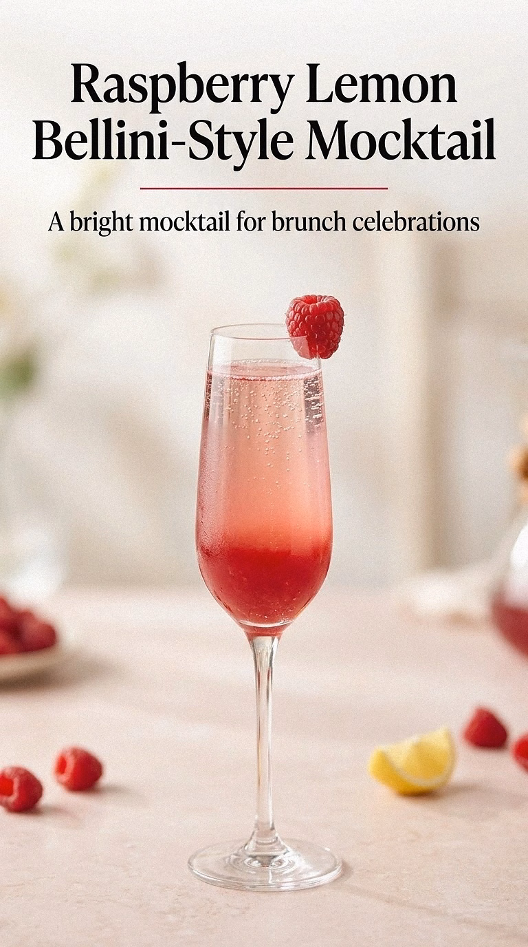Raspberry Lemon Bellini-Style Mocktail