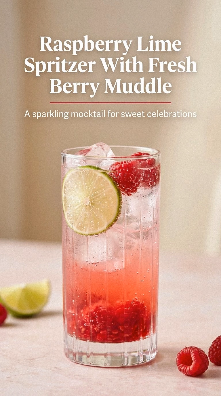 Raspberry Lime Spritzer With Fresh Berry Muddle