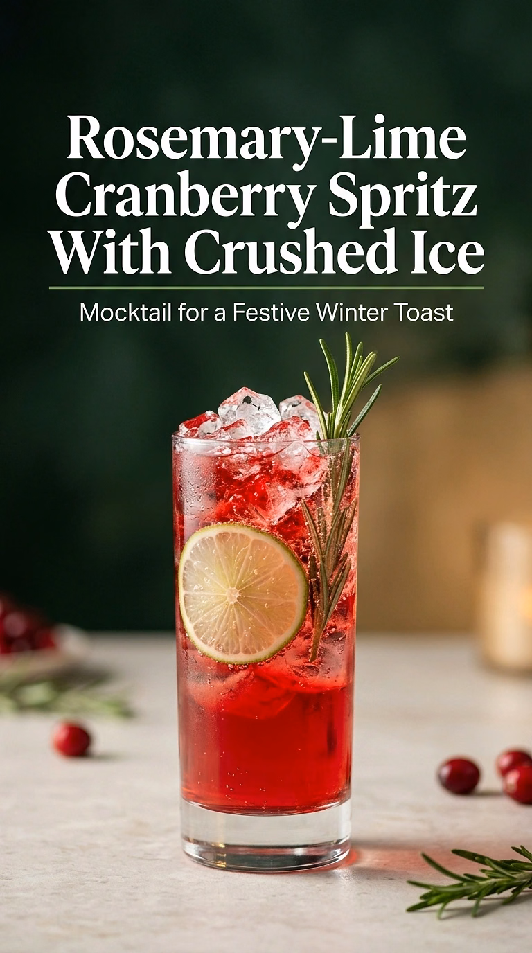 Rosemary-Lime Cranberry Spritz With Crushed Ice