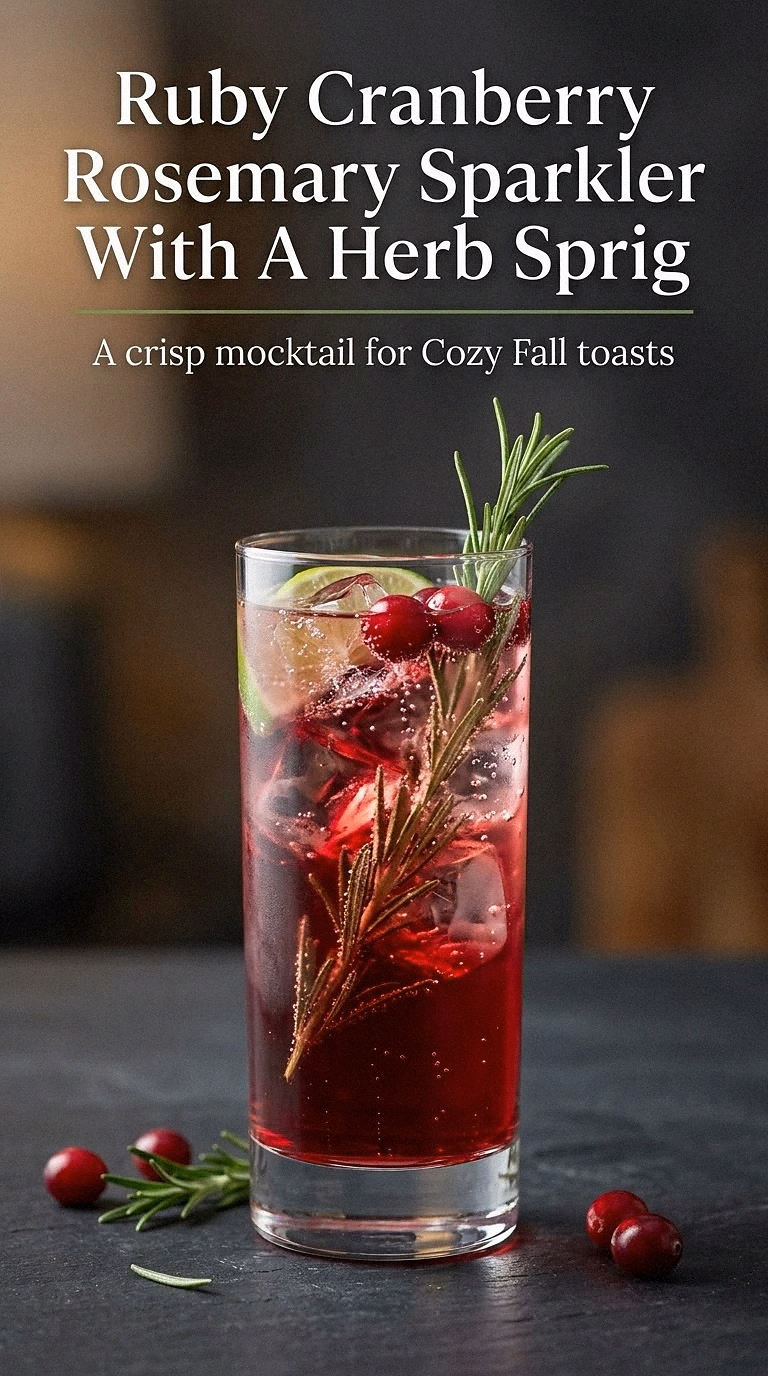 Ruby Cranberry Rosemary Sparkler With A Herb Sprig