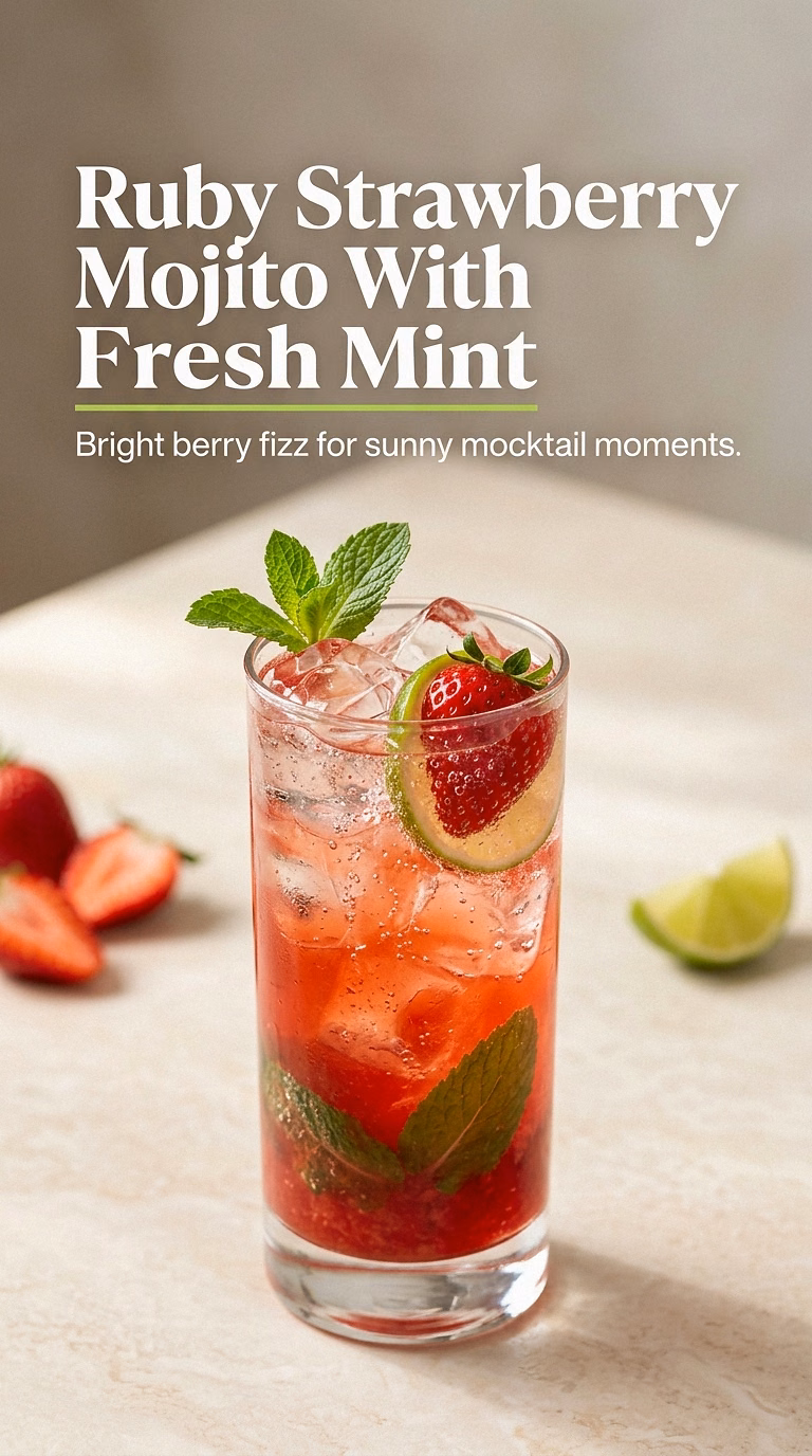 Ruby Strawberry Mojito With Fresh Mint