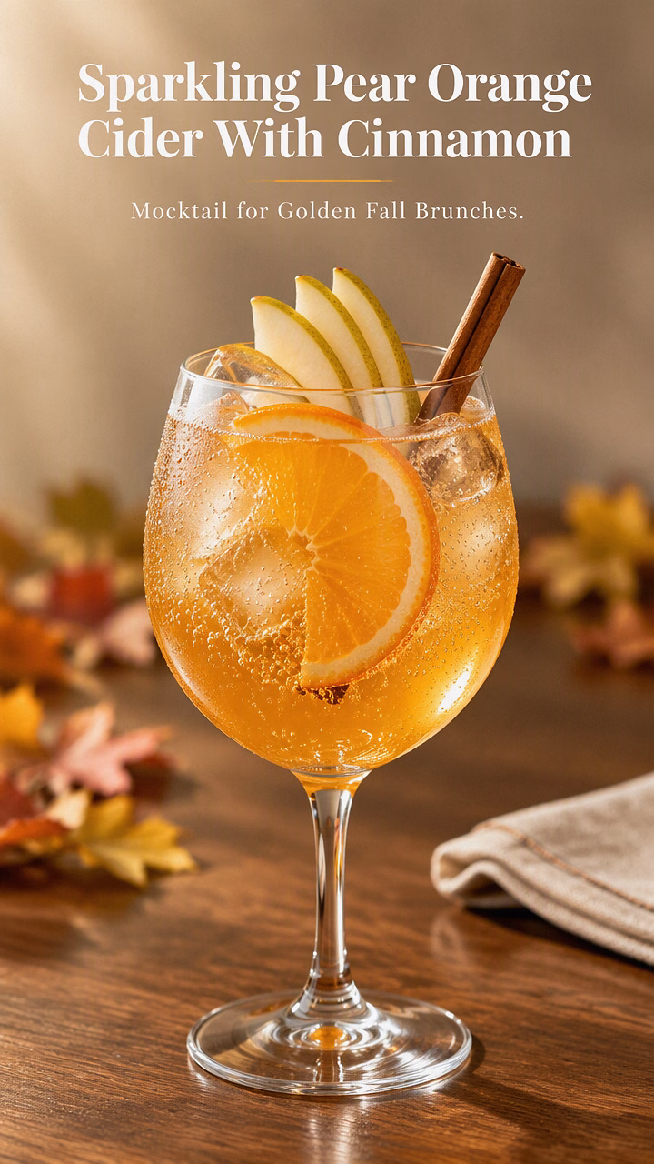 Sparkling Pear Orange Cider With Cinnamon