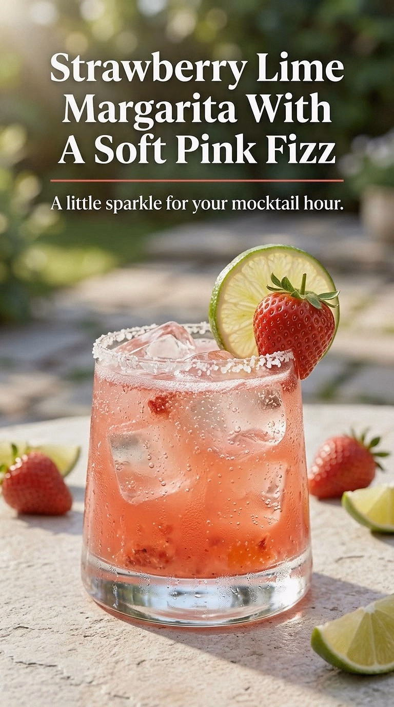 Strawberry Lime Margarita With A Soft Pink Fizz
