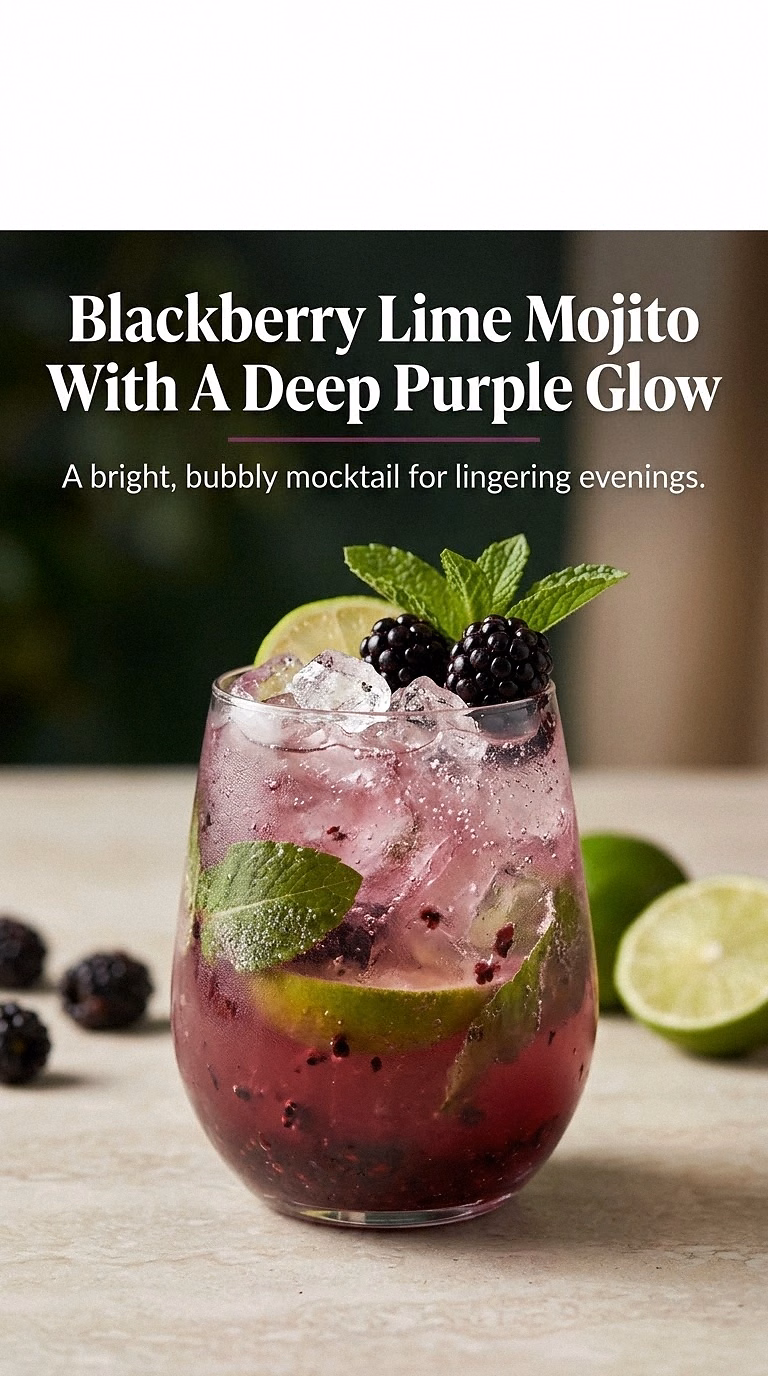 Blackberry Lime Mojito With A Deep Purple Glow