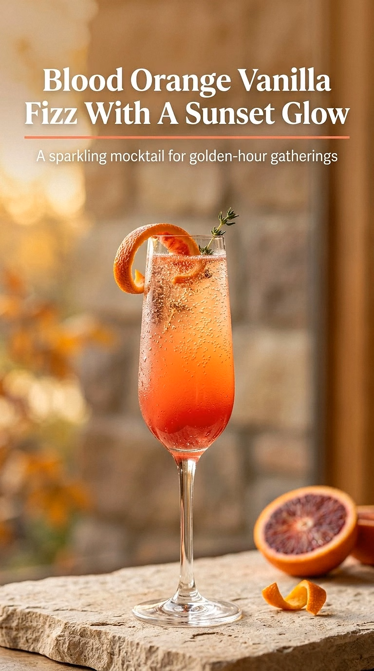 Blood Orange Vanilla Fizz With A Sunset Glow