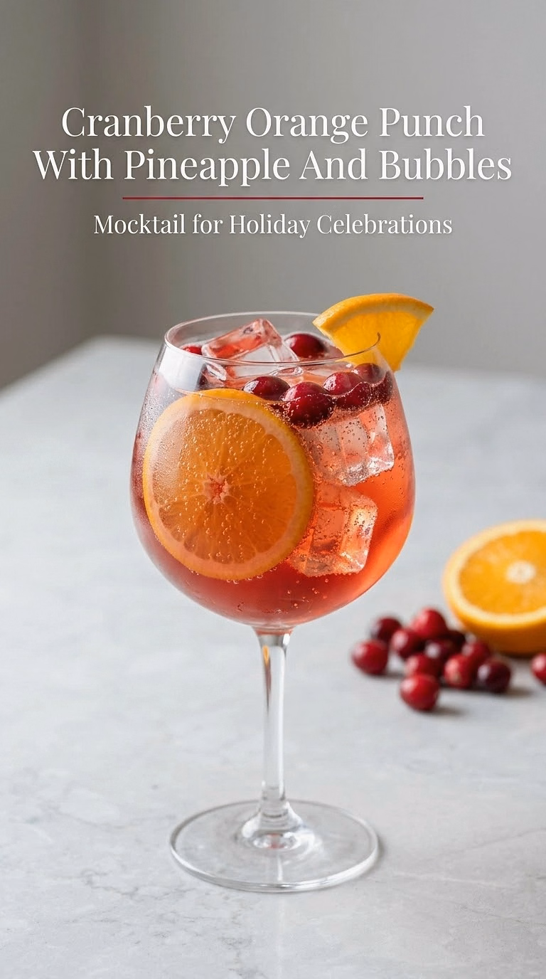 Cranberry Orange Punch With Pineapple And Bubbles