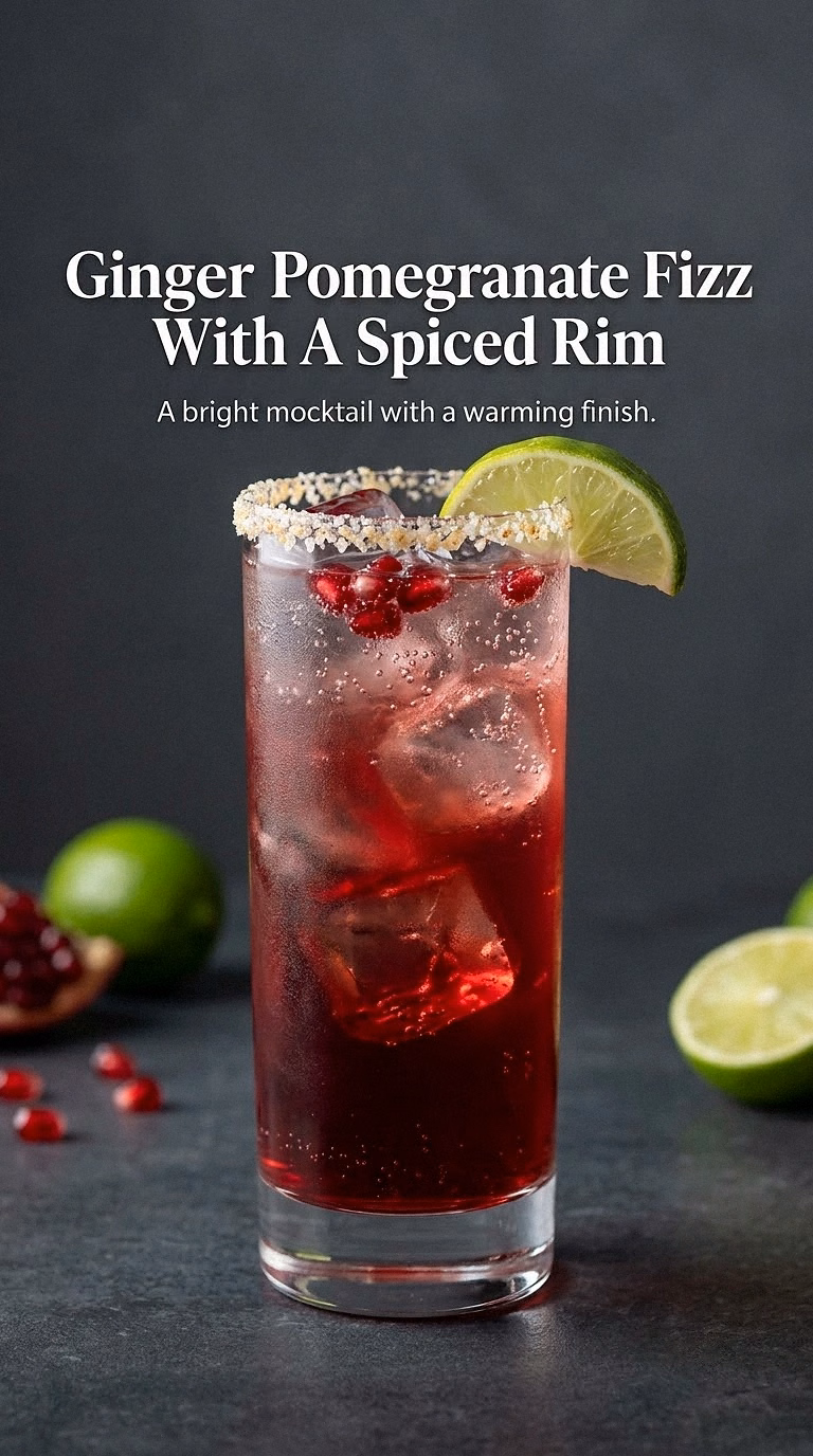 Ginger Pomegranate Fizz With A Spiced Rim