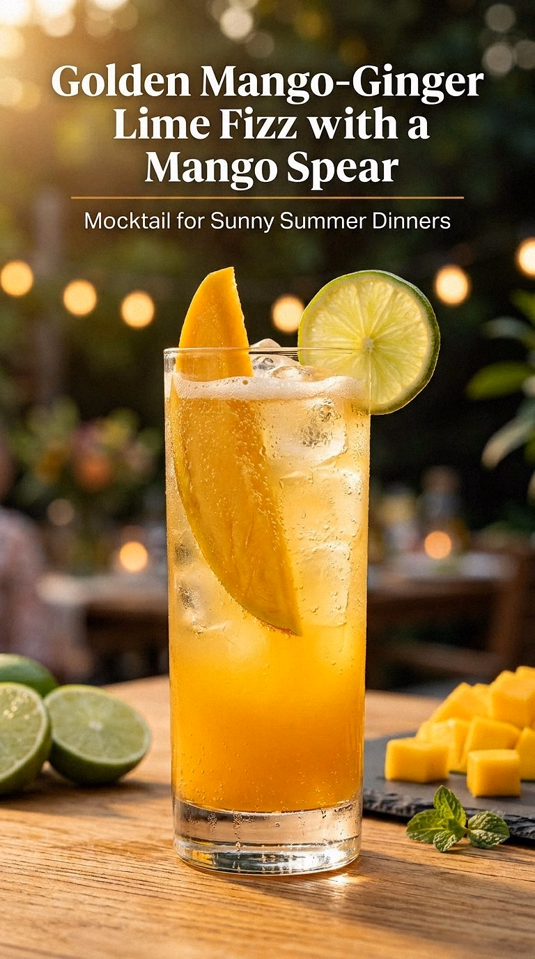 Golden Mango-Ginger Lime Fizz With a Mango Spear